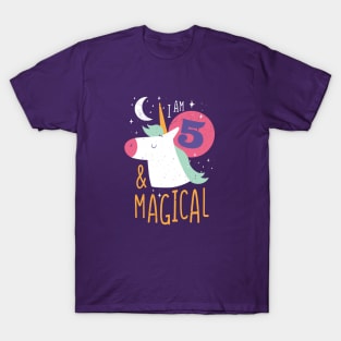 I'm 5 & Magical | Fun Unicorn Birthday T-Shirt